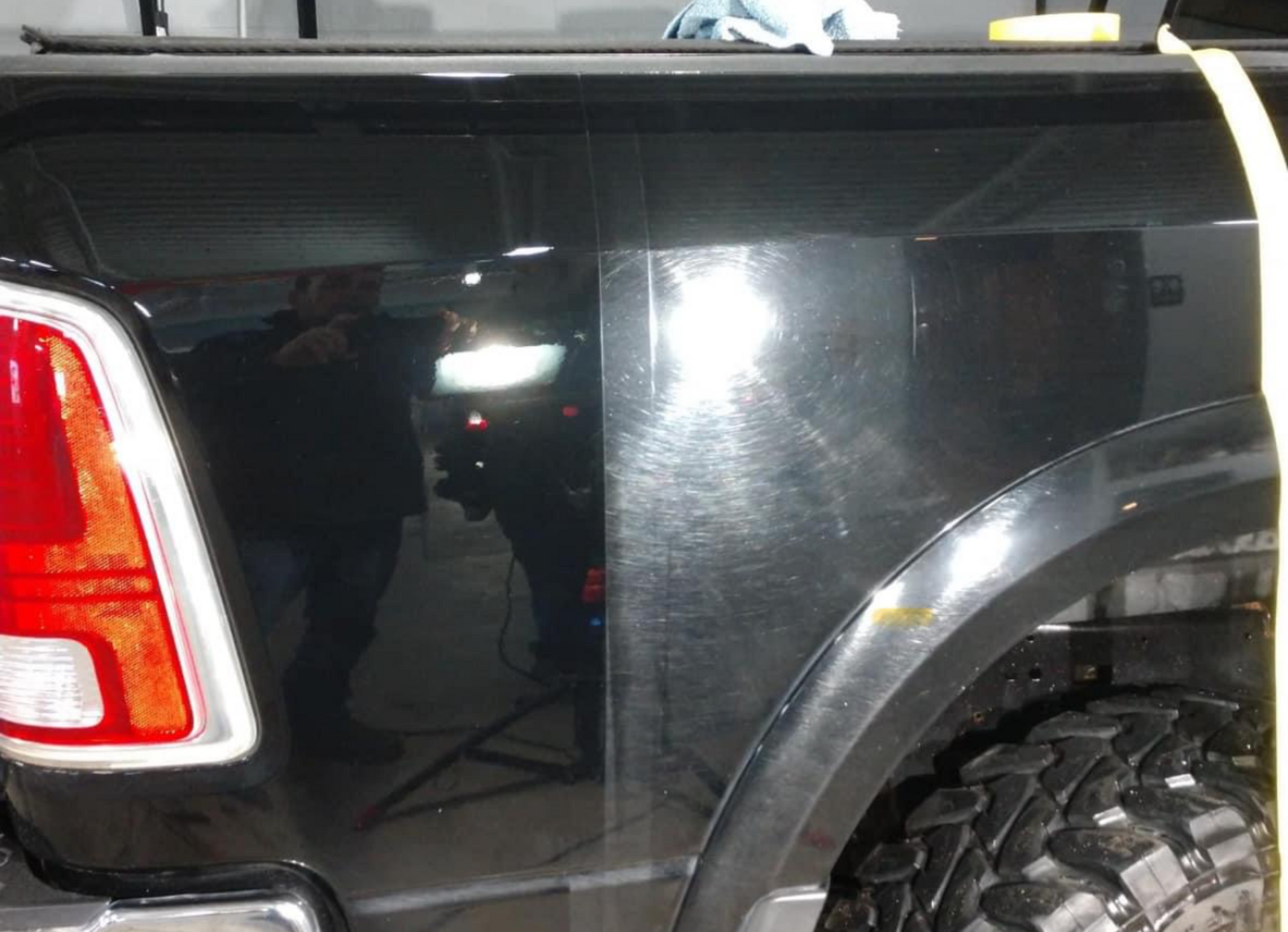 Black Ram truck paint after professional paint correction at X-Treme Detailing in Fargo, North Dakota