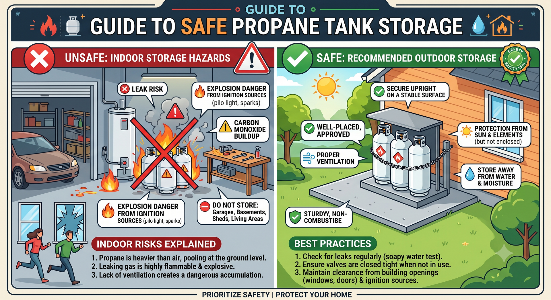 propane hazards from storing tanks indoors