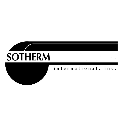 A black and white logo for sotherm international , inc.