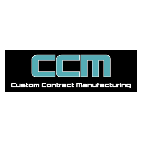It is a logo for a company called custom contract manufacturing.