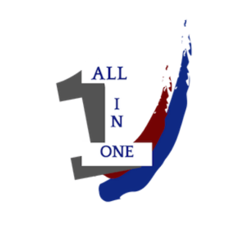 A logo that says all in one on it