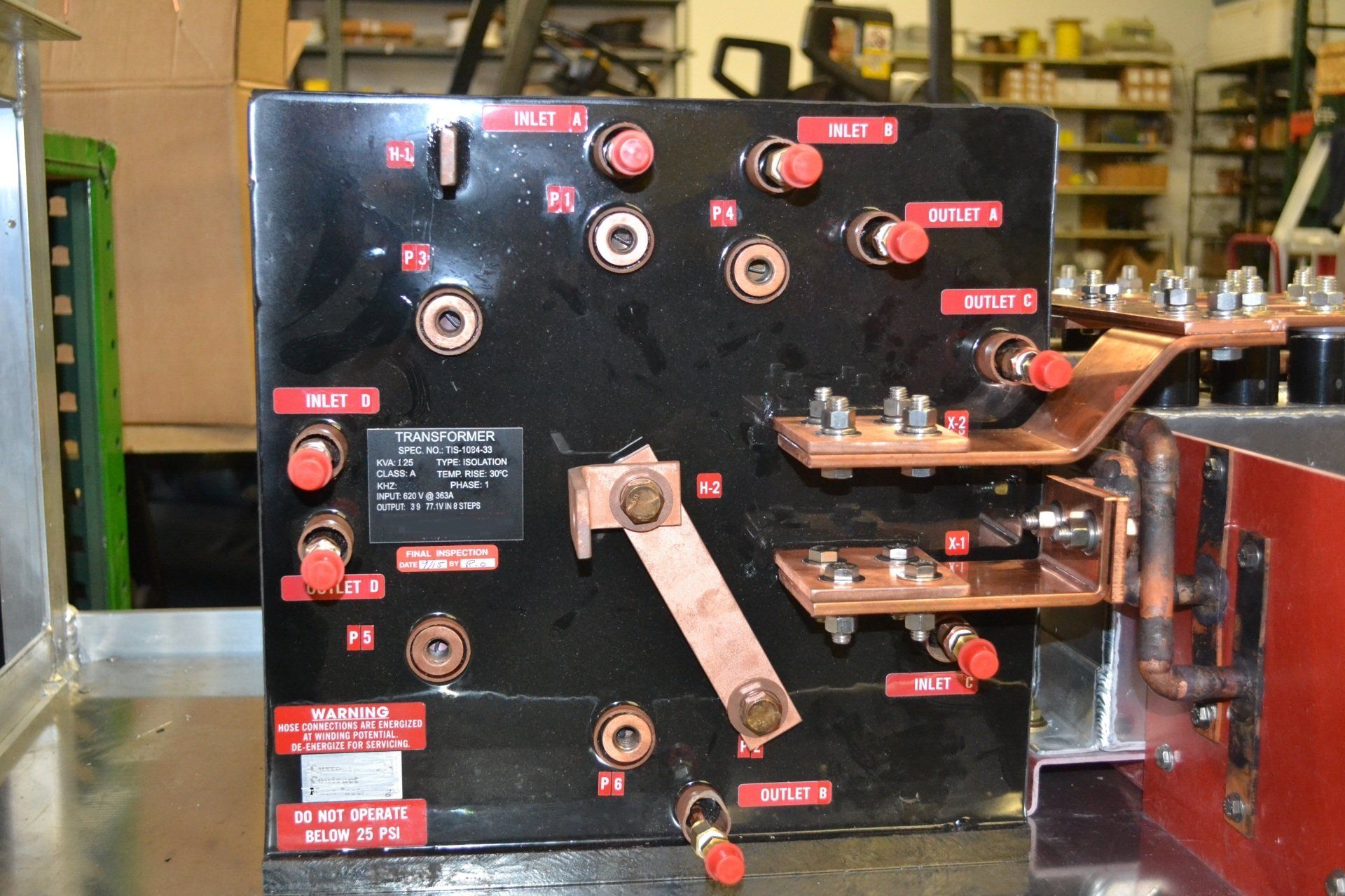 A black box with red buttons and a label that says ' a ' on it