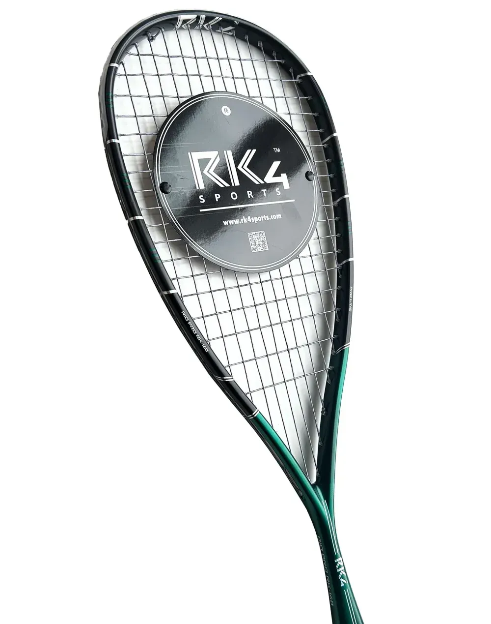 Two squash rackets, teal and black, with white grips, displayed against a white background.
