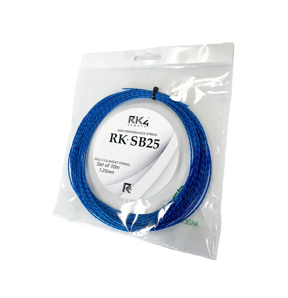 Blue string in a clear plastic bag labeled