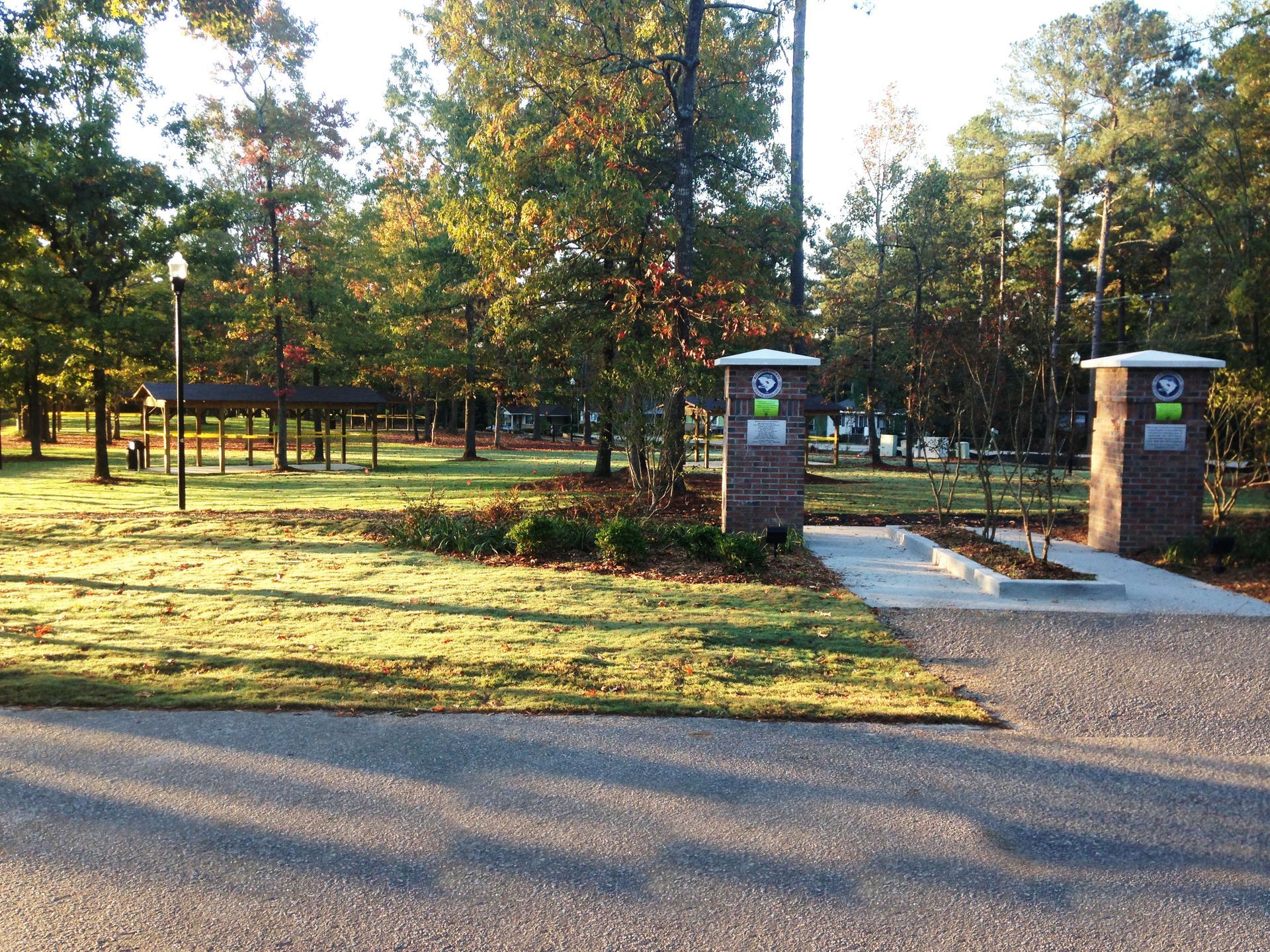 entrance to park with two columns