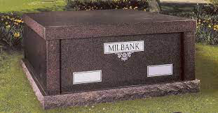 Brown granite burial vault with 