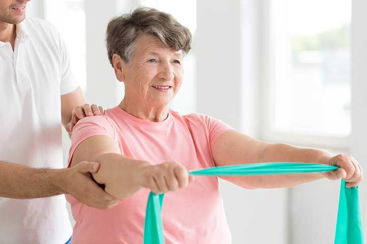 Senior woman during individual rehabilitation 
