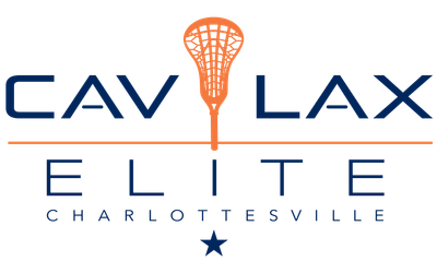 CAV Lax Elite logo with orange lacrosse stick and blue text on transparent background