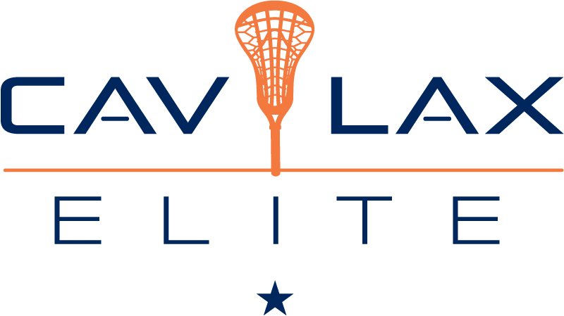 CAV Lax Elite logo with orange lacrosse stick and blue text on transparent background