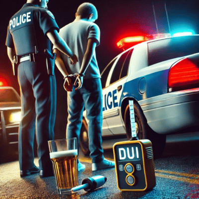 A man being arrested for DUI