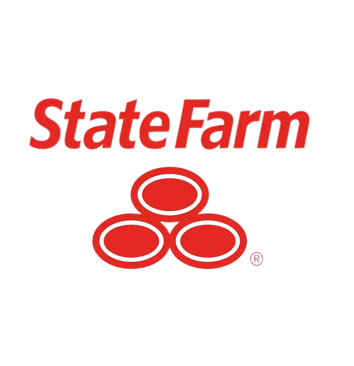 A red and white state farm logo on a white background