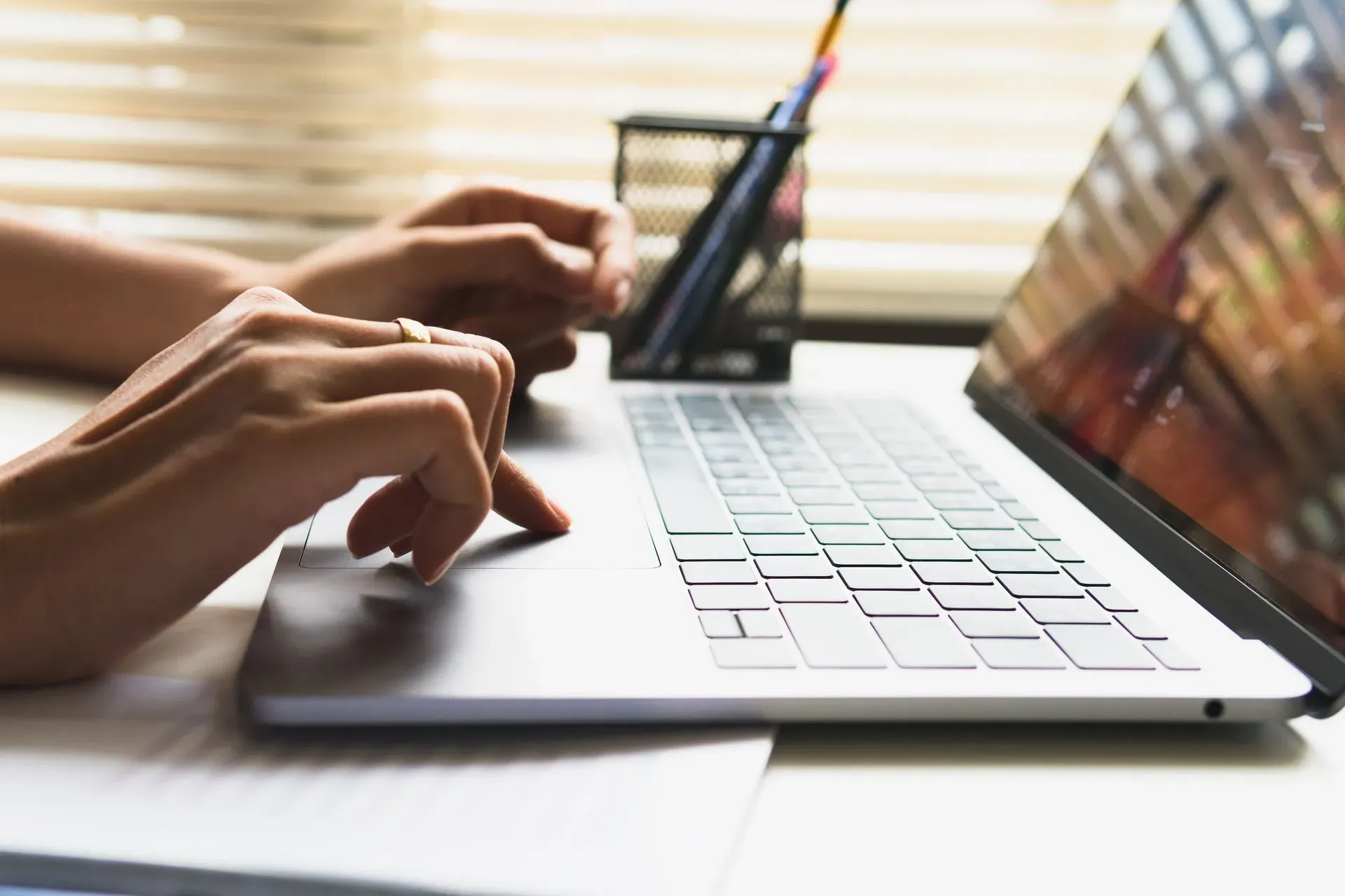 woman using a laptop