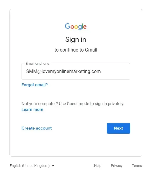 signing in to a new account