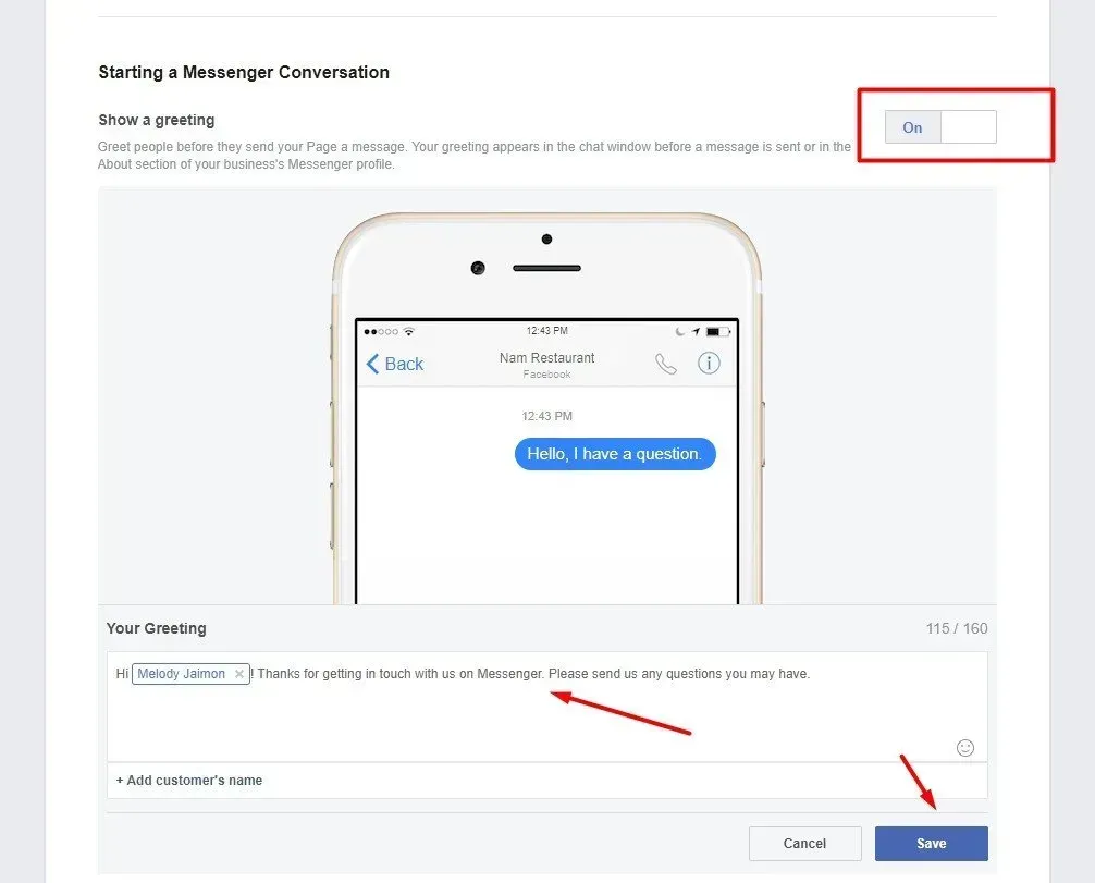 the toggle button, input field, and save button