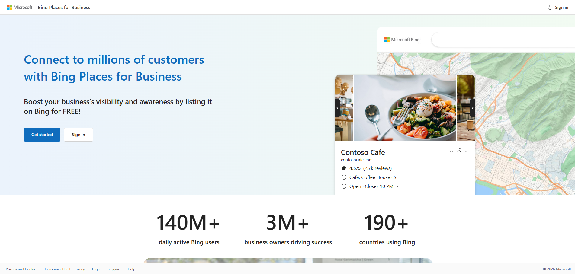 Bing Places main page