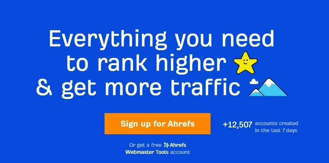 Ahrefs sign up CTA