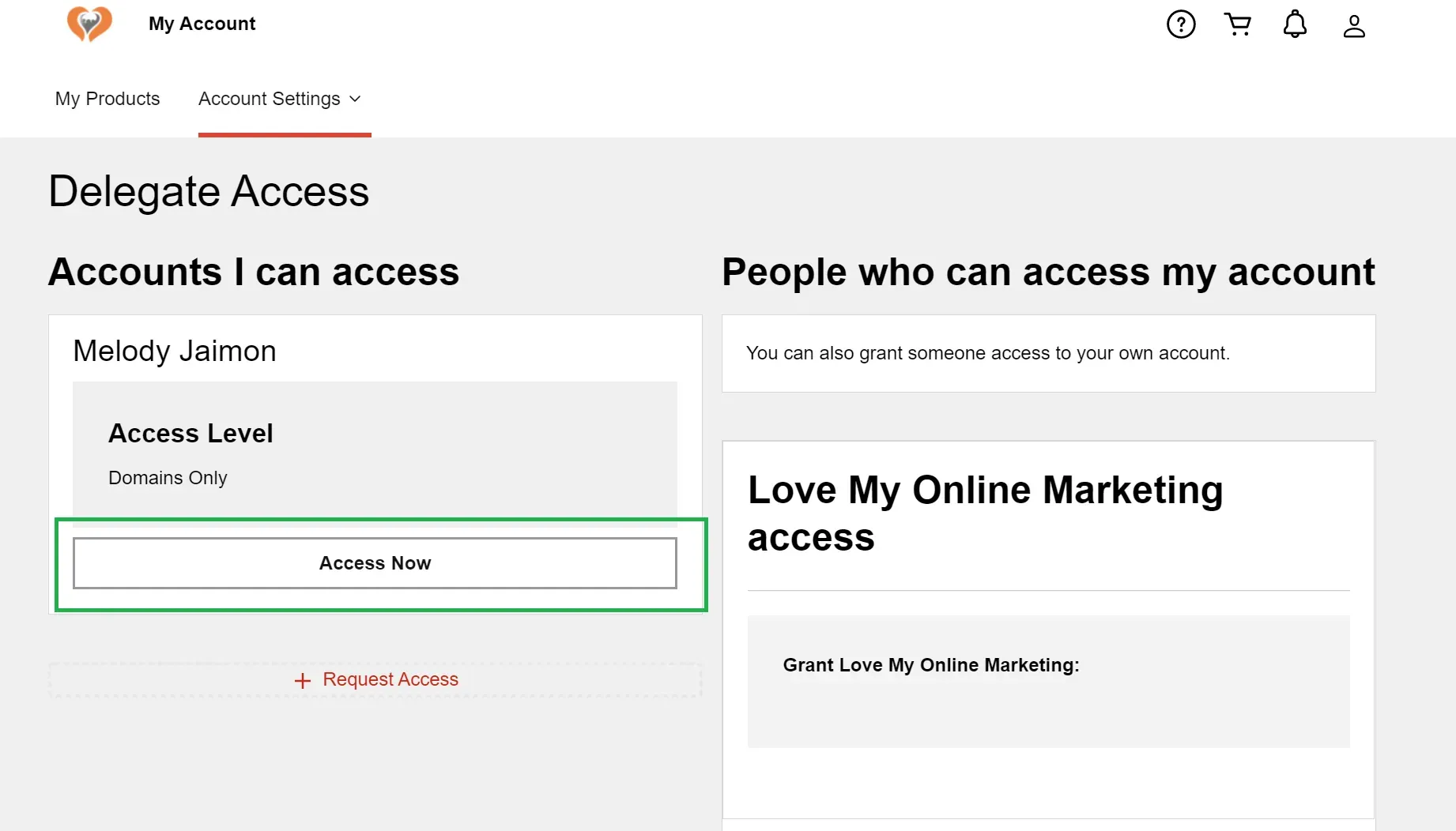 finalising the process of delegating access