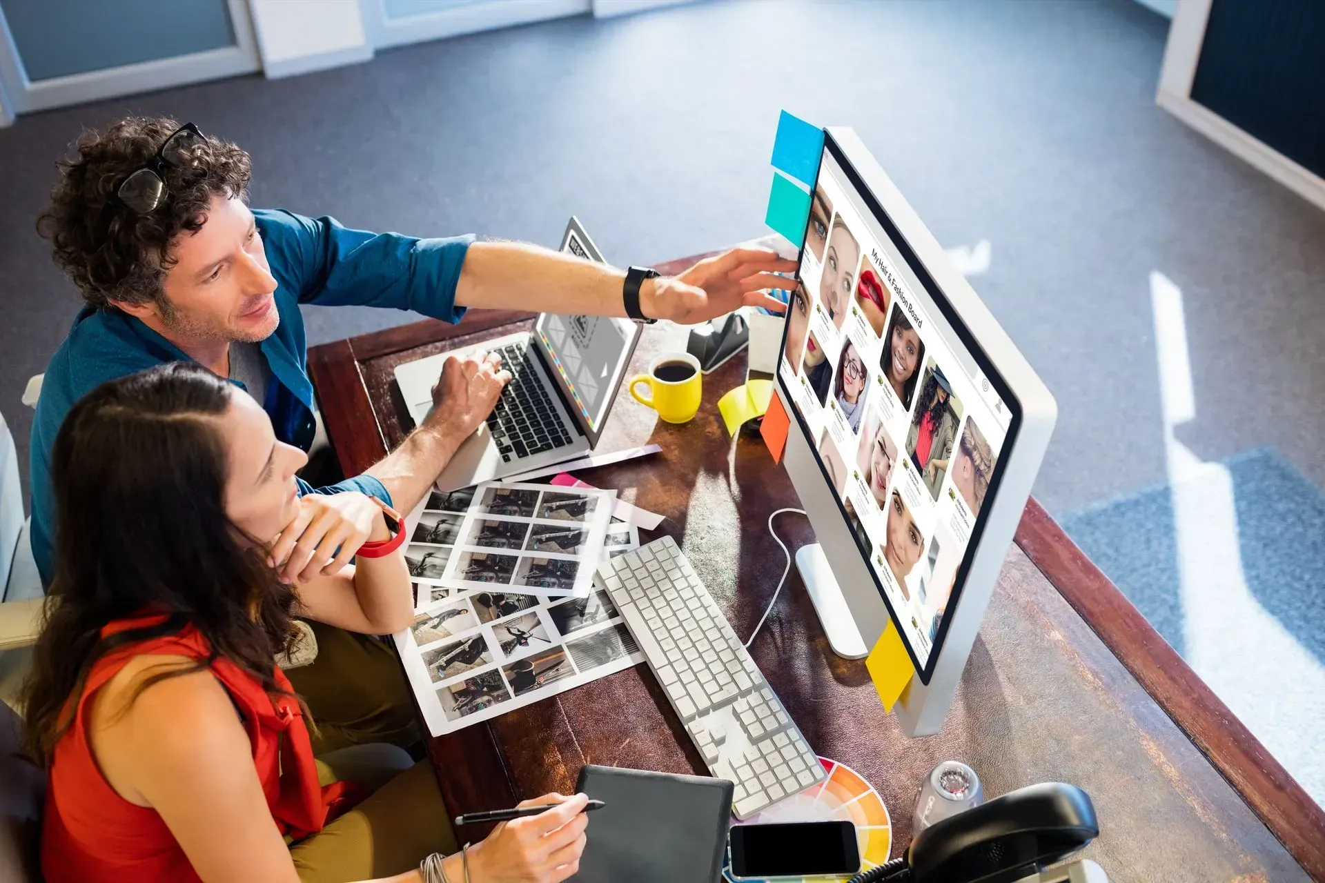 two designers trying to avoid stock photos that are low quality