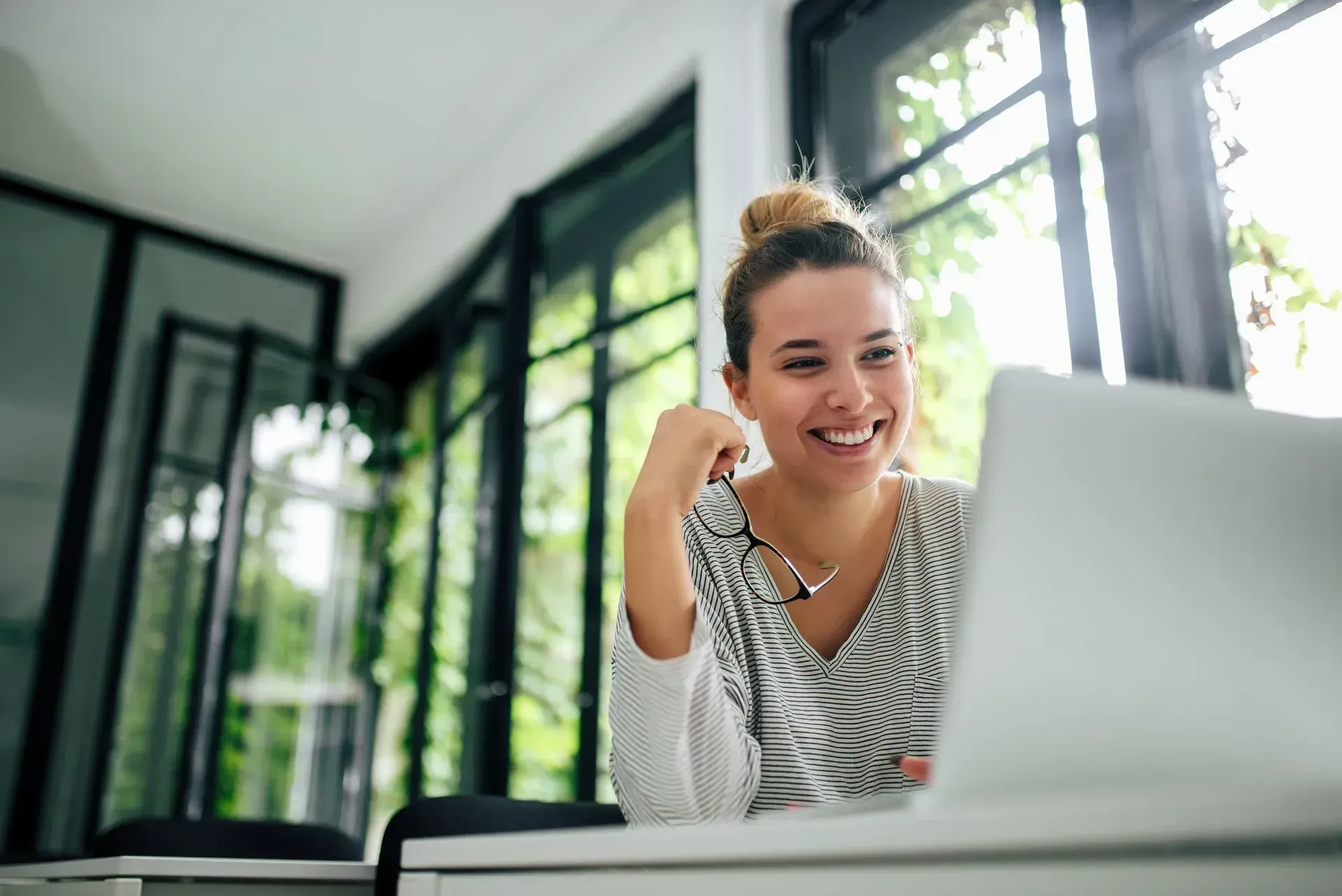 woman using a laptop