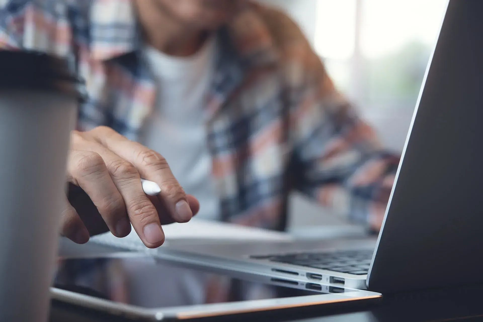 man working on a laptop