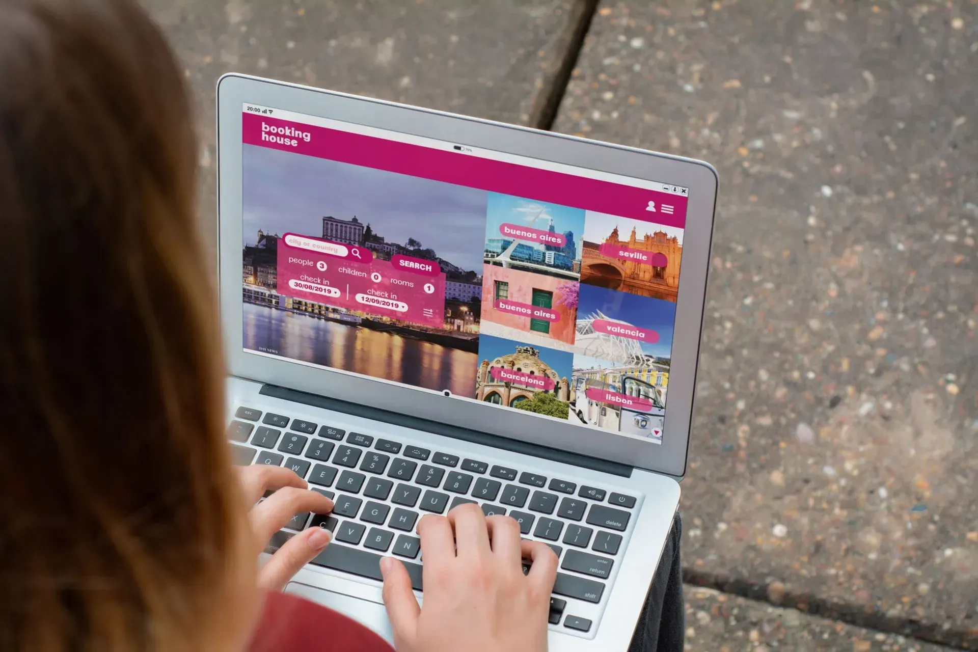 a woman browsing a website