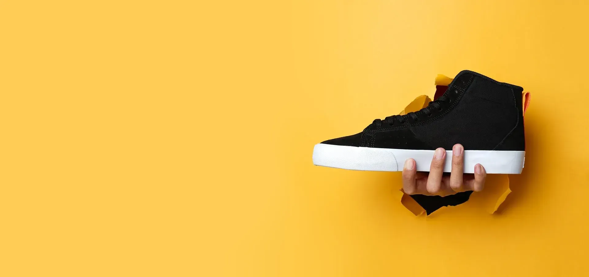 shoe on yellow background