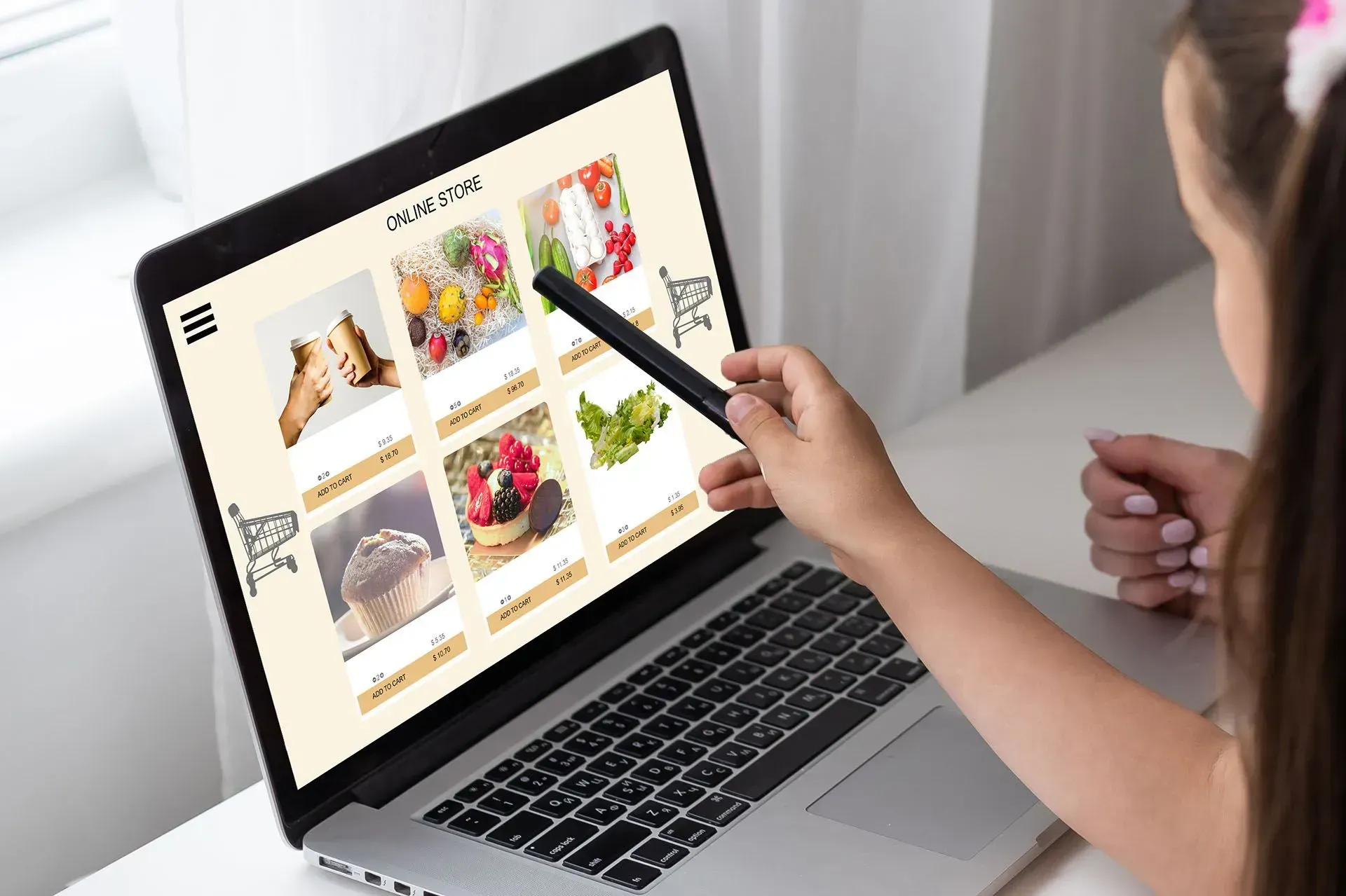 browsing food items at an online store