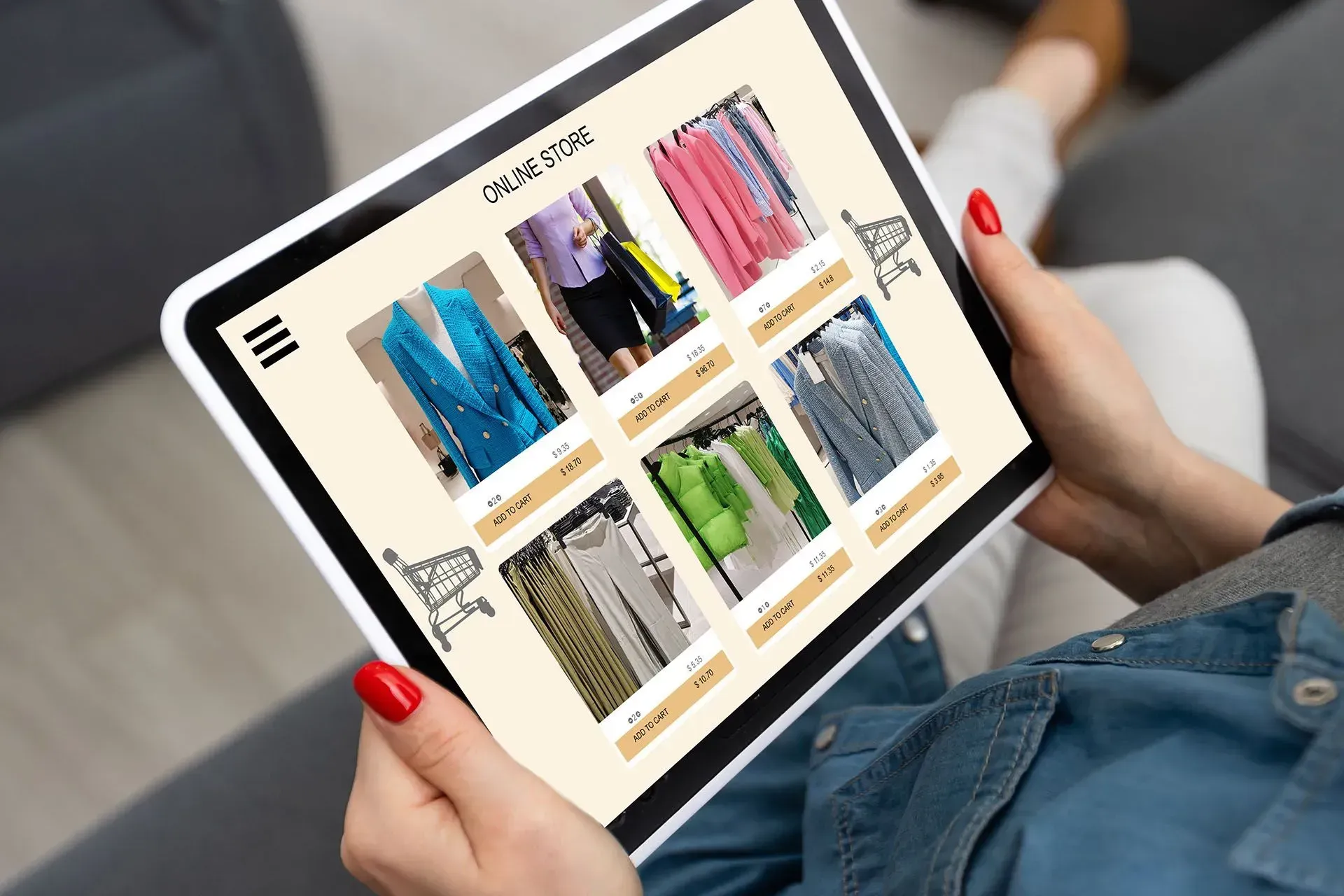 looking at online store on tablet