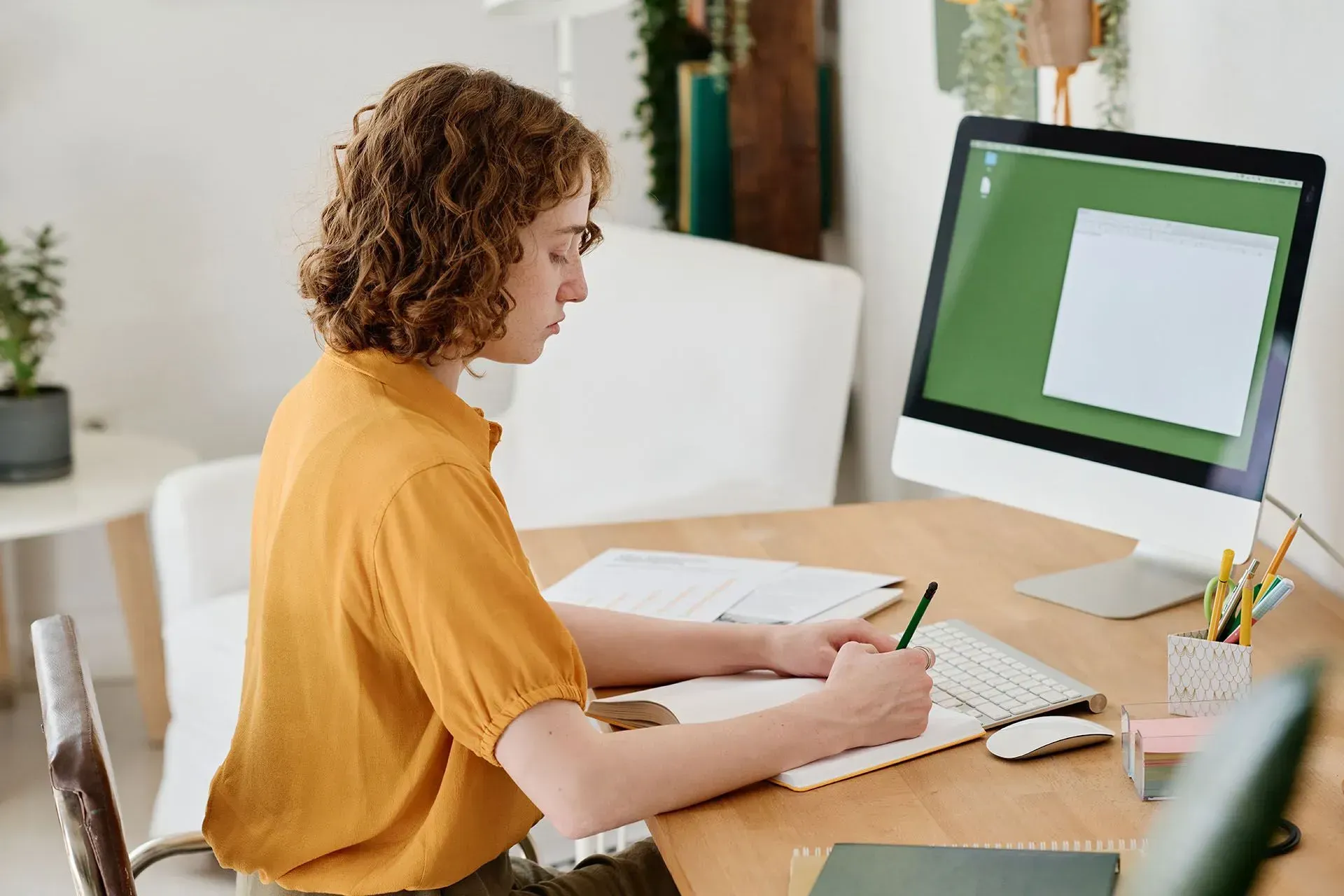 woman planning an writing