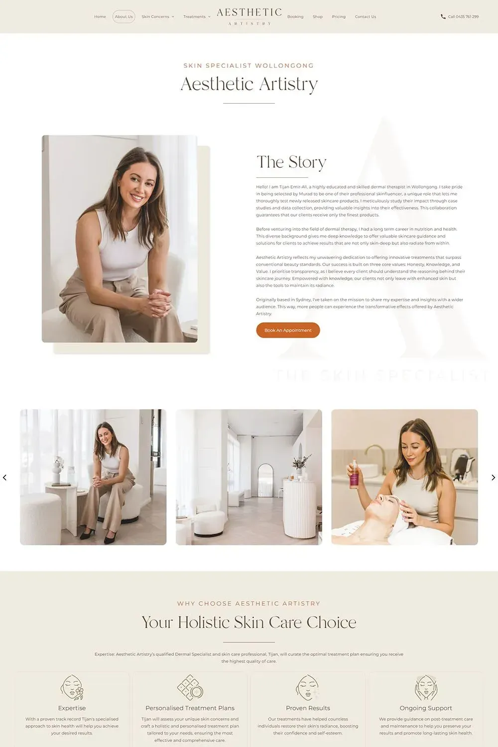 Aesthetic Artistry internal page preview