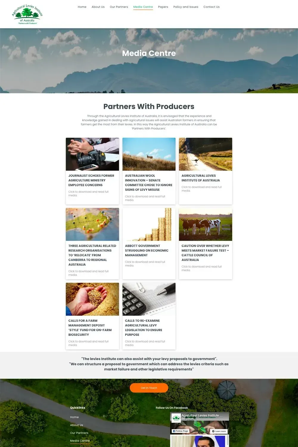 Agricultural Levies Institute of Australia internal page preview