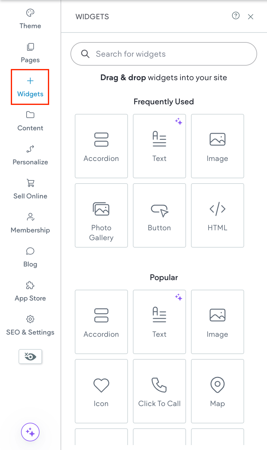 Blog widgets on site