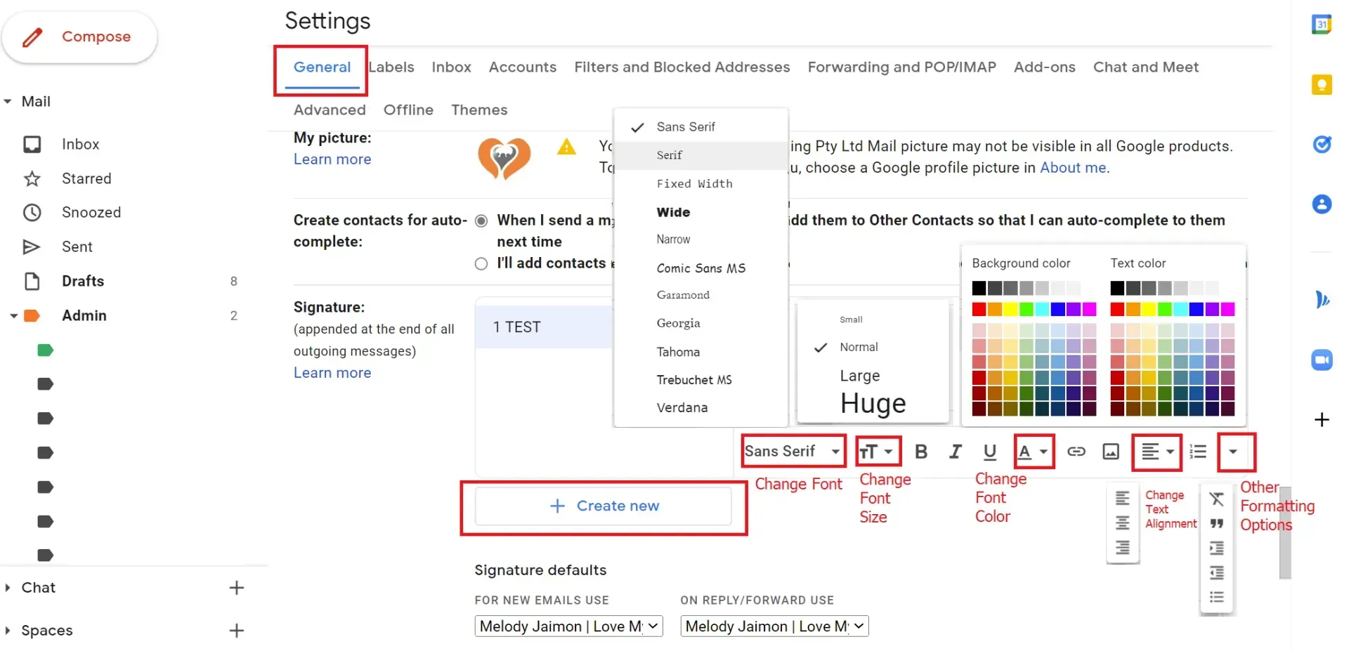 customising your signature in gmail