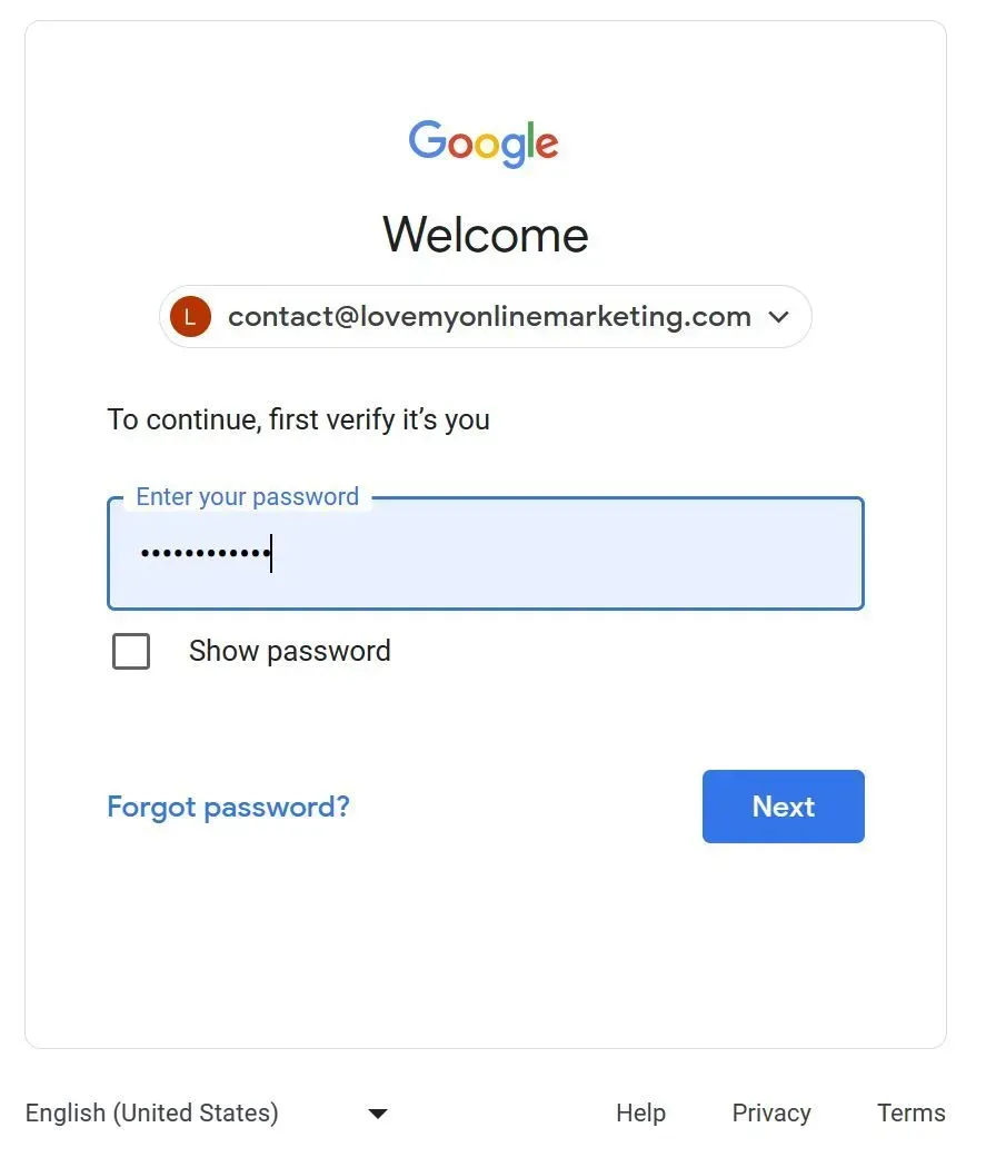 Sign in to Google