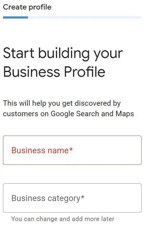 building your Business Profile