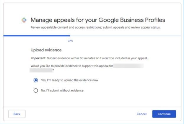 uploading evidence