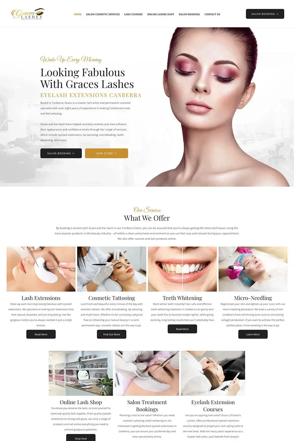 Grace's Lashes home page preview