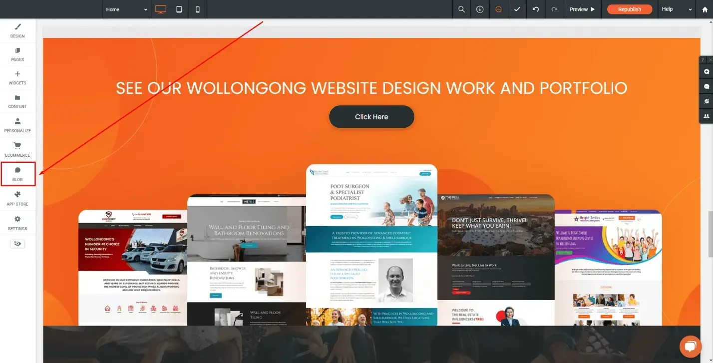 the blog section