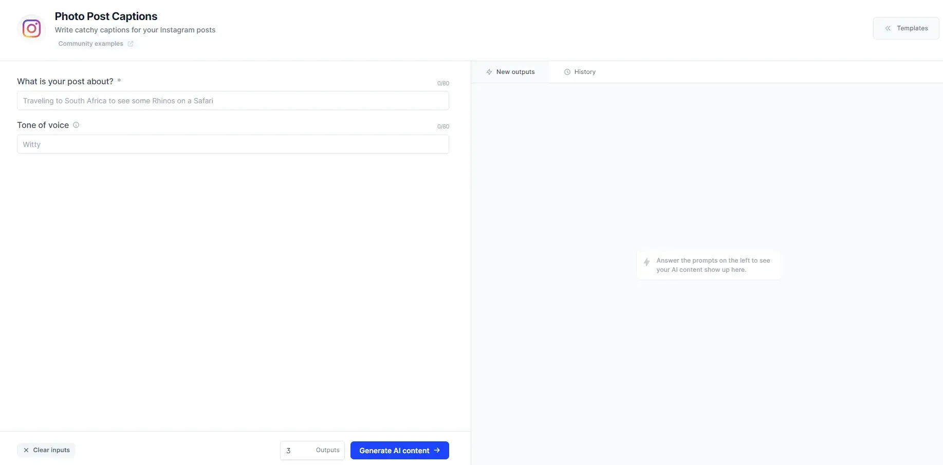 the part where you input content