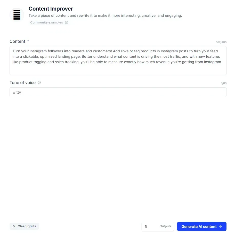 the content improver template