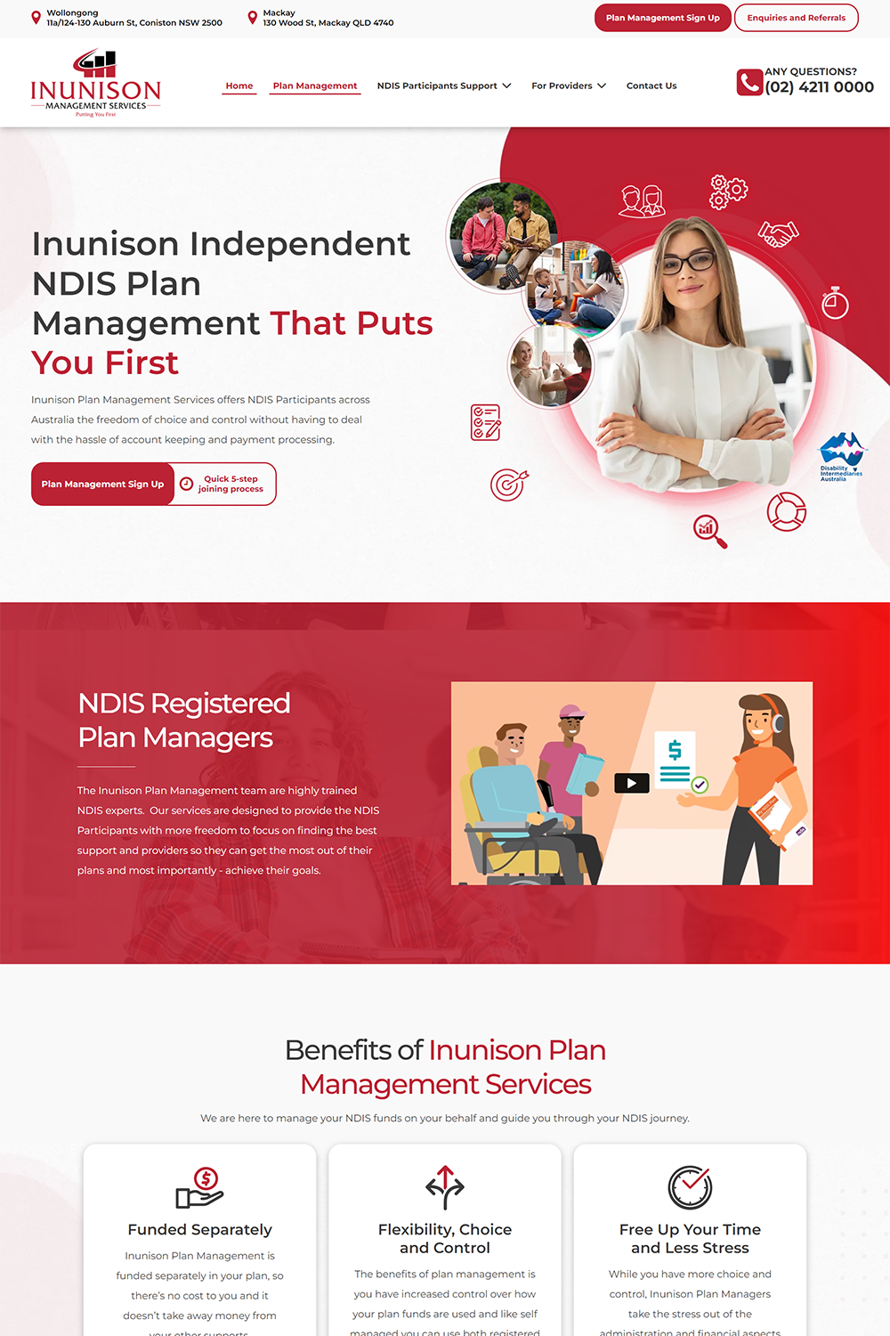 Inunison Management Services home page preview