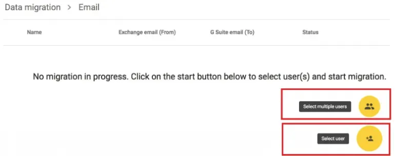 buttons for selecting user/s