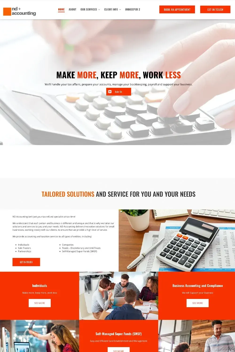 ND Accounting home page preview