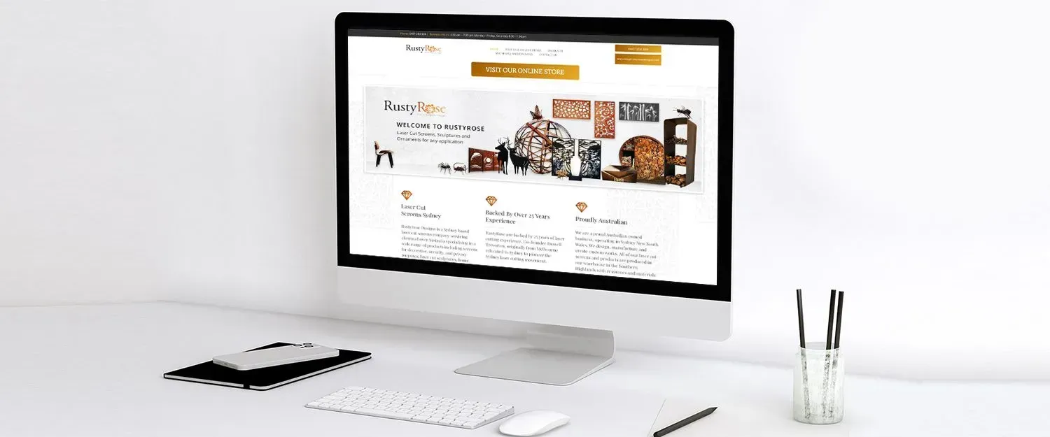 RustyRose Designs website preview