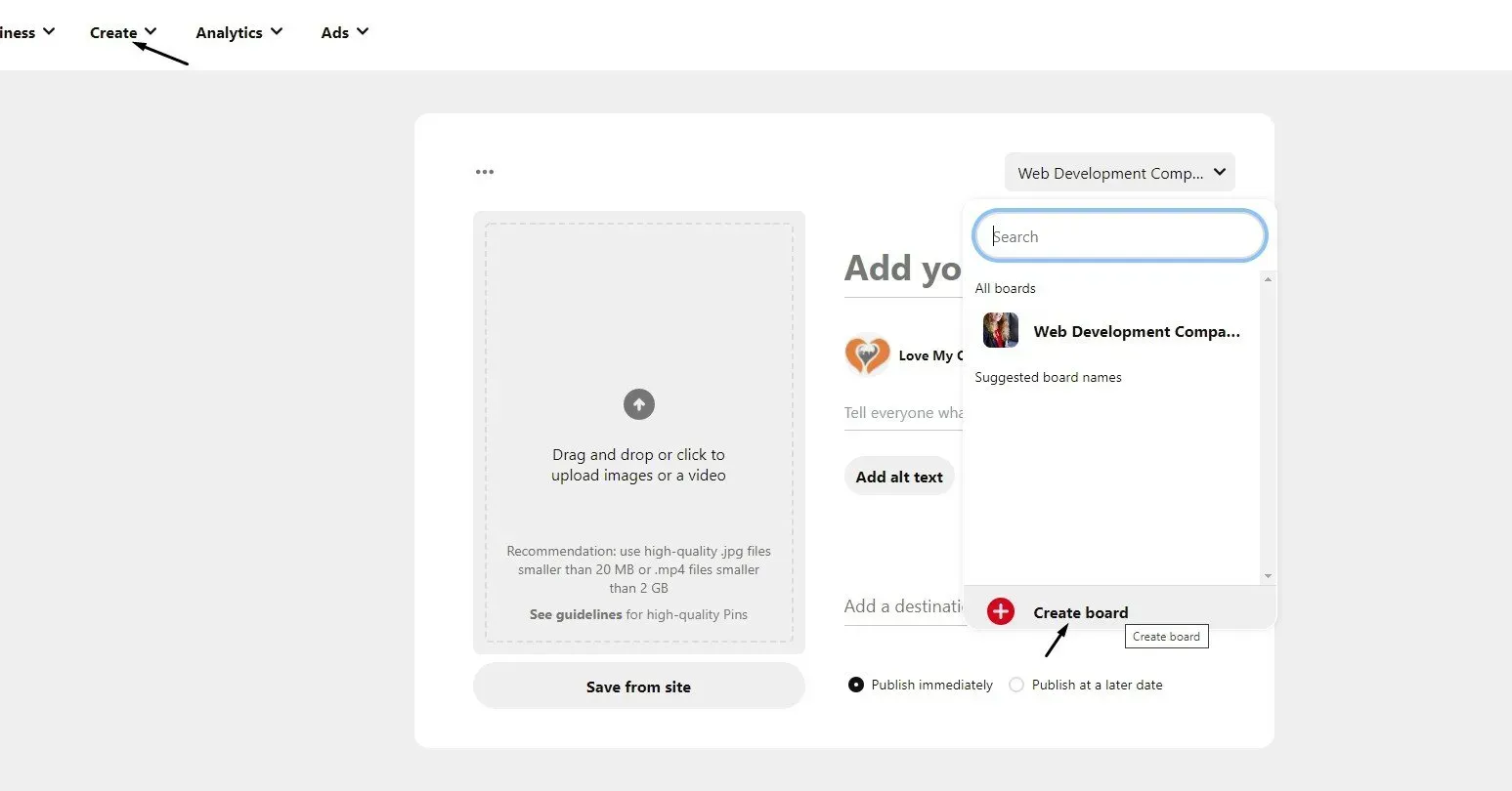 Pinterest Boards and Pins