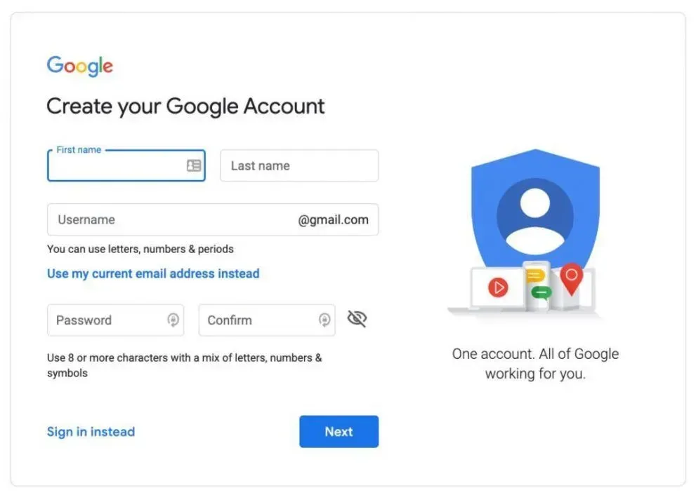 create Google account