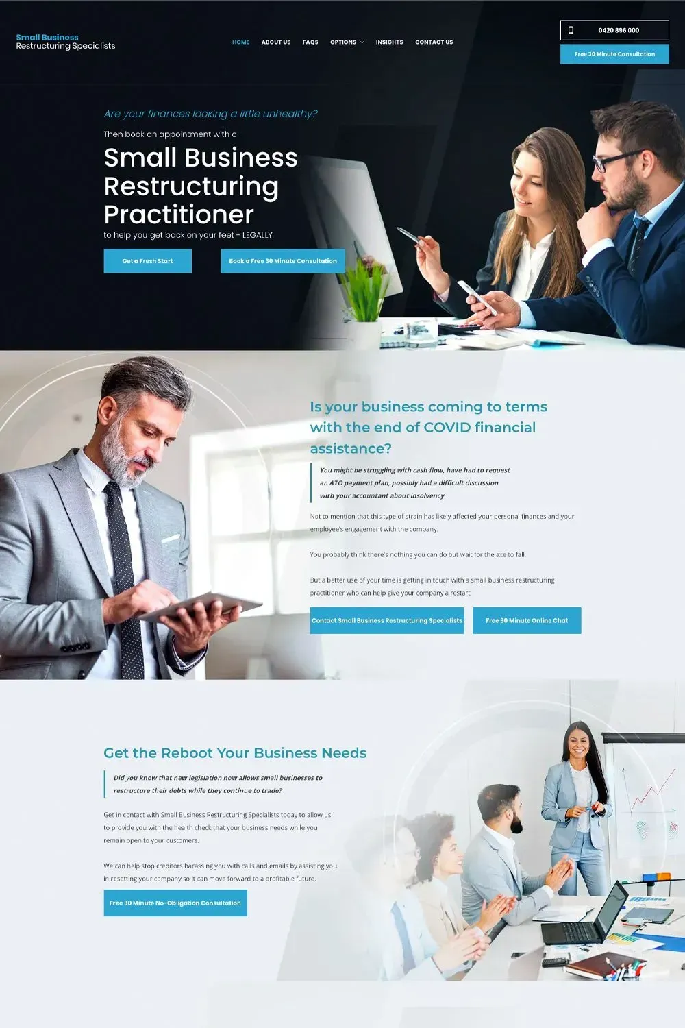 Small Business Restructuring Specialists home page preview