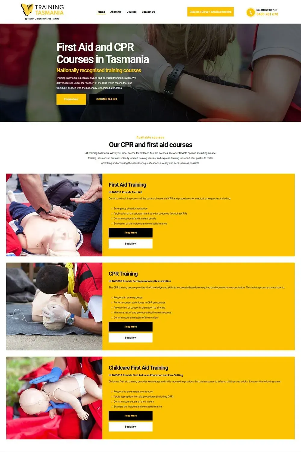 Training Tasmania home page preview