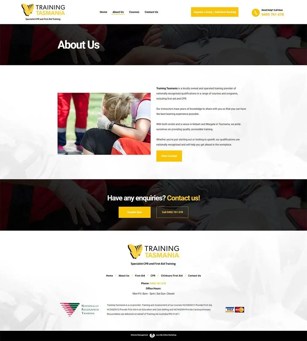 Training Tasmania internal page preview
