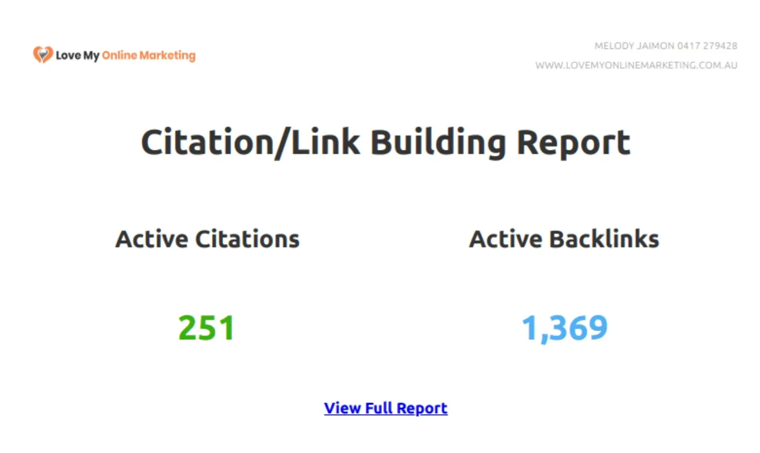 Citation/Link Building Report